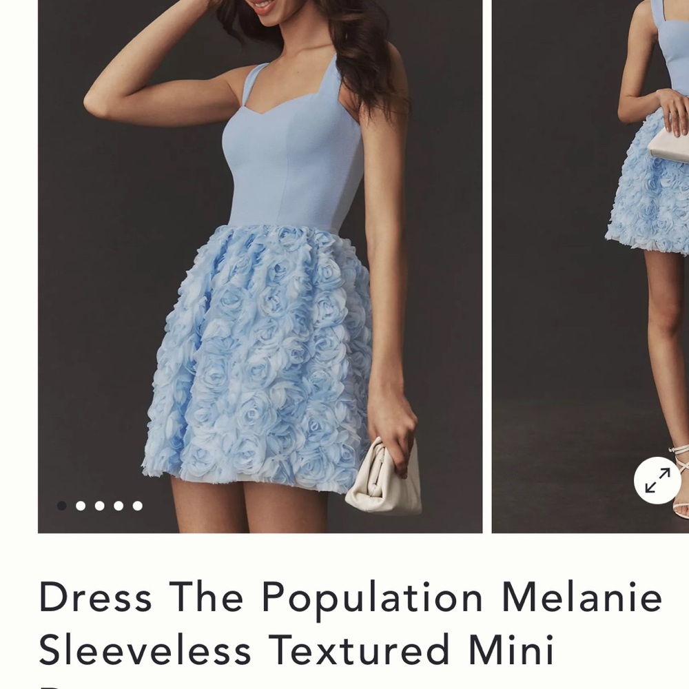 Dress the Population Blue Fit and Flare Spaghetti Strap Mini
